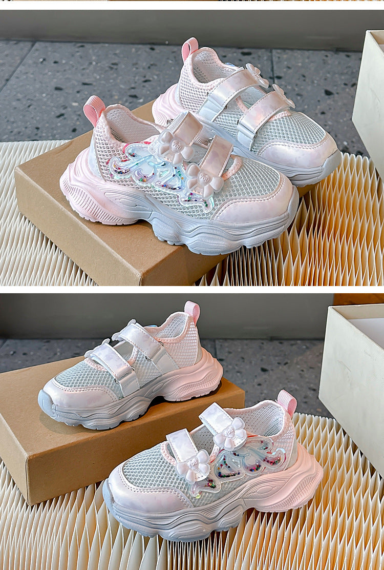 Girls' Shoes 2026 Summer New Style Children's Sports Sandals for Older Kids Breathable Mesh Beach Shoes Hollow Casual Shoes