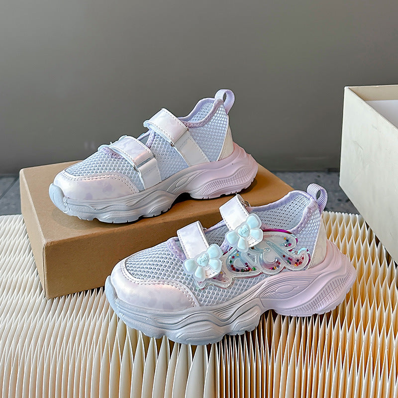 Girls' Shoes 2026 Summer New Style Children's Sports Sandals for Older Kids Breathable Mesh Beach Shoes Hollow Casual Shoes