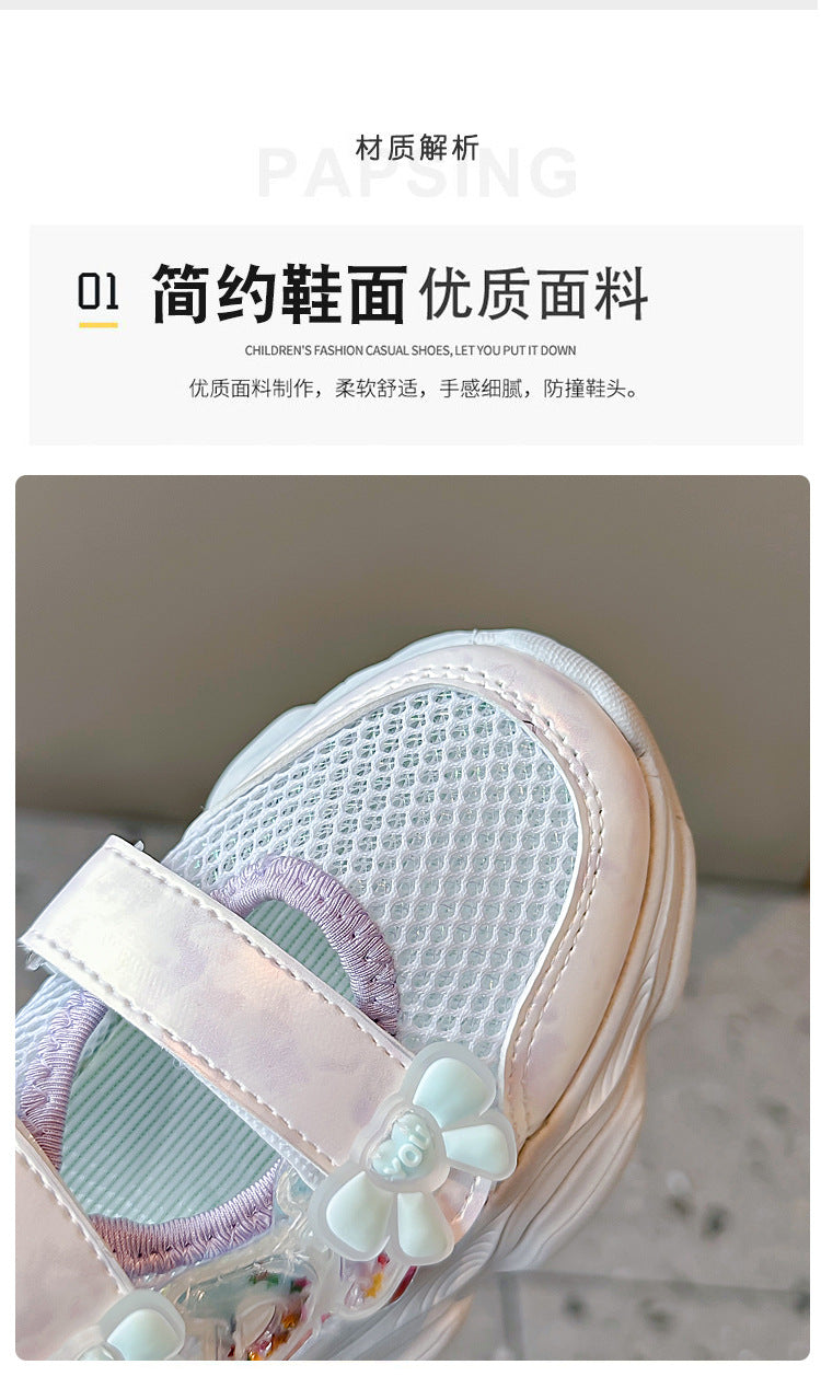 Girls' Shoes 2026 Summer New Style Children's Sports Sandals for Older Kids Breathable Mesh Beach Shoes Hollow Casual Shoes
