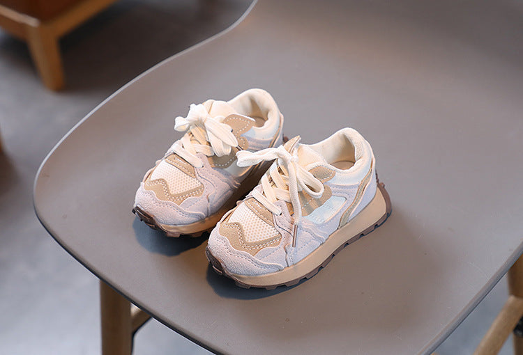 Children's Dad Shoes 25 Autumn New Model Kids' Leather Soft-Soled Sneakers Unisex Casual Thick-Soled Shoes