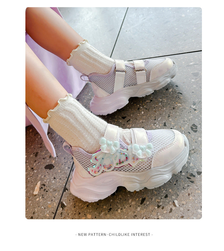 Girls' Shoes 2026 Summer New Style Children's Sports Sandals for Older Kids Breathable Mesh Beach Shoes Hollow Casual Shoes