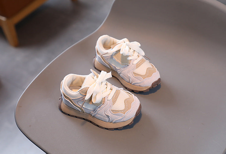 Children's Dad Shoes 25 Autumn New Model Kids' Leather Soft-Soled Sneakers Unisex Casual Thick-Soled Shoes