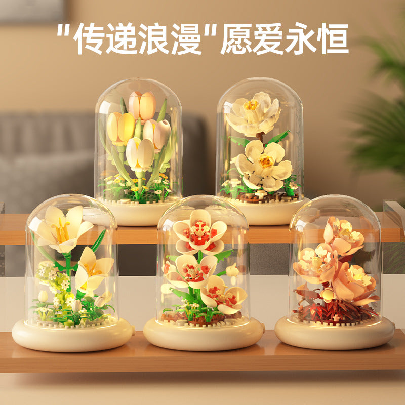 Jihui New Product Flower Pot Series Building Blocks Assembled Compatible with Lego Toys Children's Educational Boys and Girls Cross-border Wholesale