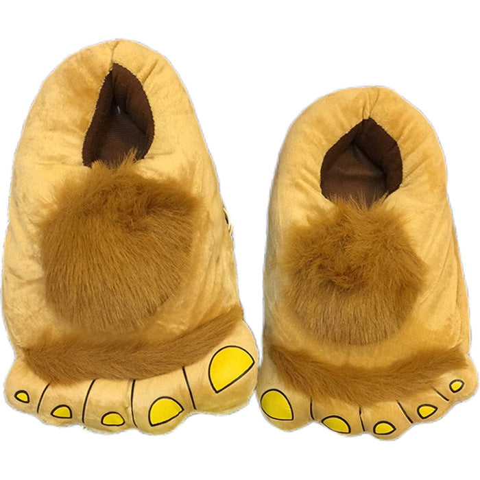 Creative Hobbit Stuffed Cotton Slippers Men's Large Size Home Daily Gift Baotou Thick Sole New Warm Shoes