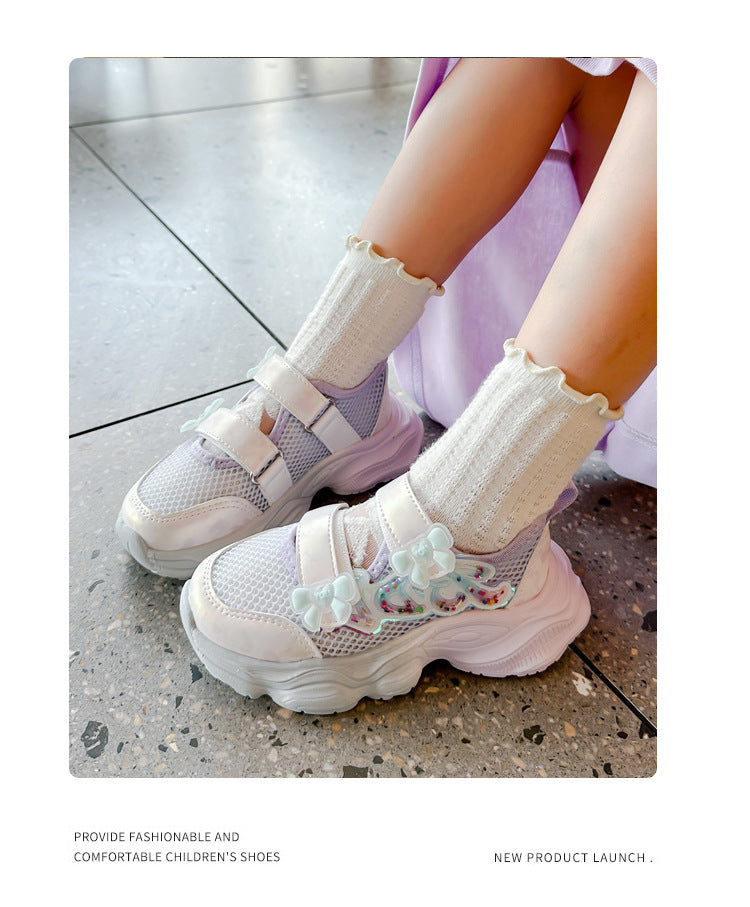 Girls' Shoes 2026 Summer New Style Children's Sports Sandals for Older Kids Breathable Mesh Beach Shoes Hollow Casual Shoes