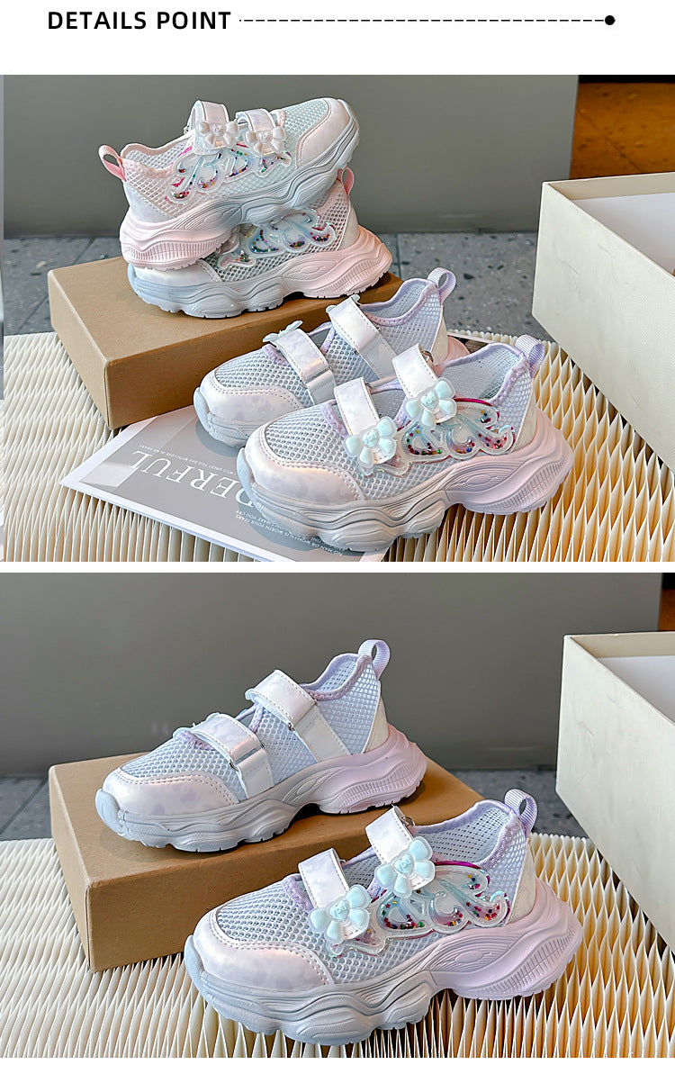 Girls' Shoes 2026 Summer New Style Children's Sports Sandals for Older Kids Breathable Mesh Beach Shoes Hollow Casual Shoes
