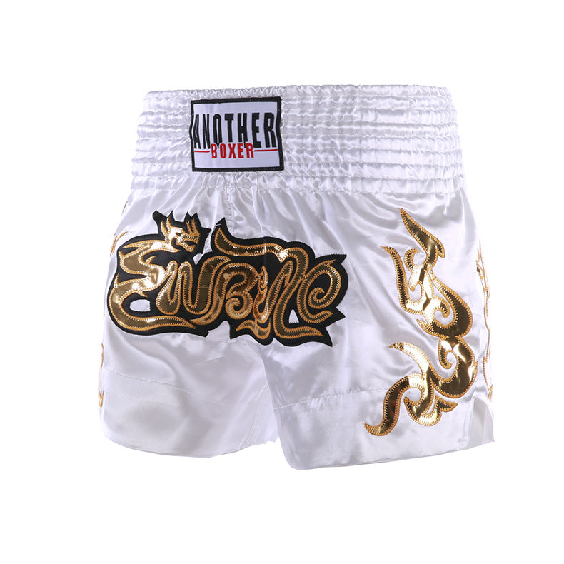 New Solid Color Boxer Shorts Fighting Sanda Kicking Pants Thai Style Muay Thai Shorts Kids Adult