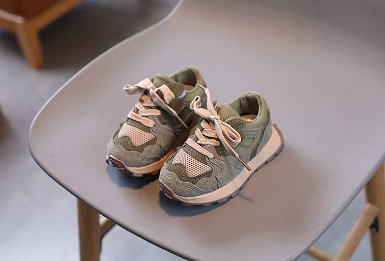 Children's Dad Shoes 25 Autumn New Model Kids' Leather Soft-Soled Sneakers Unisex Casual Thick-Soled Shoes