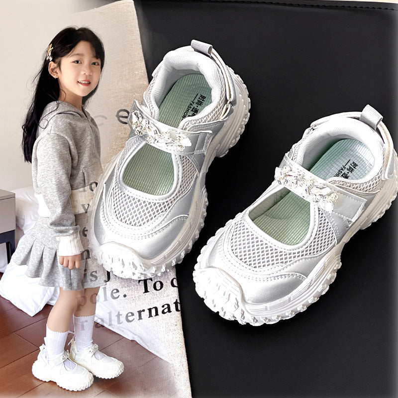 Girls' Sneakers 2026 Summer New Children's Shoes Breathable Mary Jane Shoes Big Kids' Dad Shoes Casual Shoes