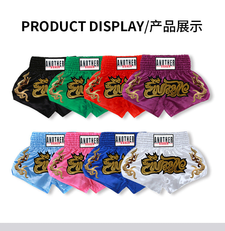 New Solid Color Boxer Shorts Fighting Sanda Kicking Pants Thai Style Muay Thai Shorts Kids Adult