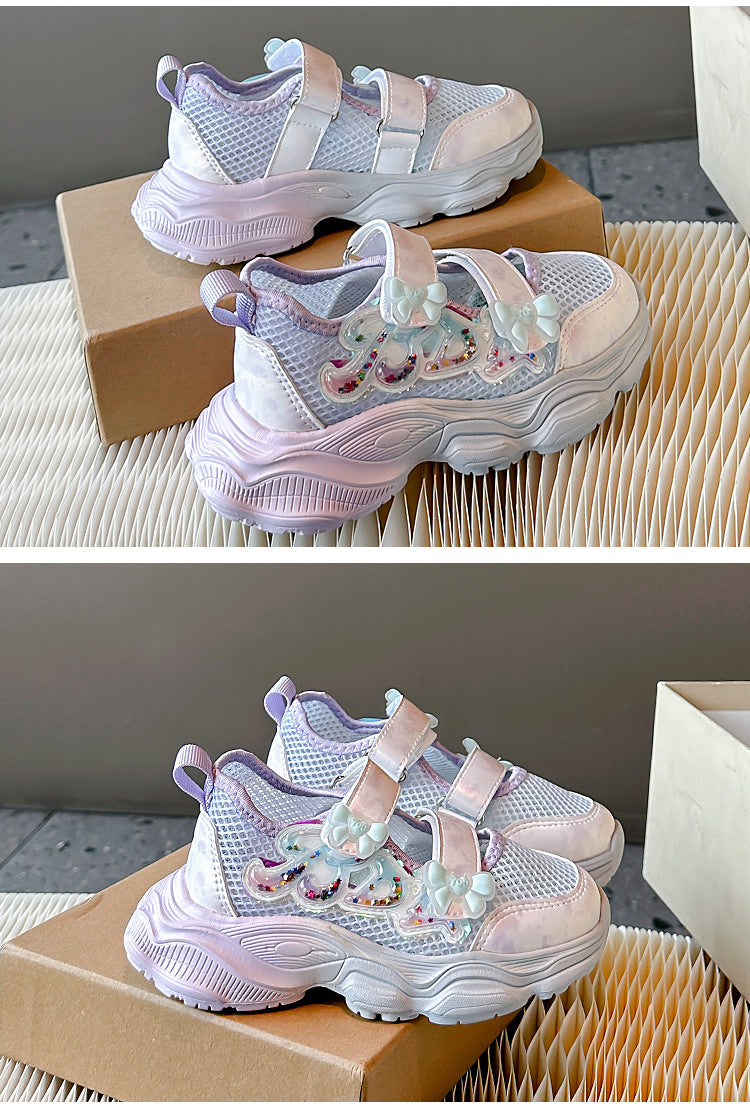 Girls' Shoes 2026 Summer New Style Children's Sports Sandals for Older Kids Breathable Mesh Beach Shoes Hollow Casual Shoes