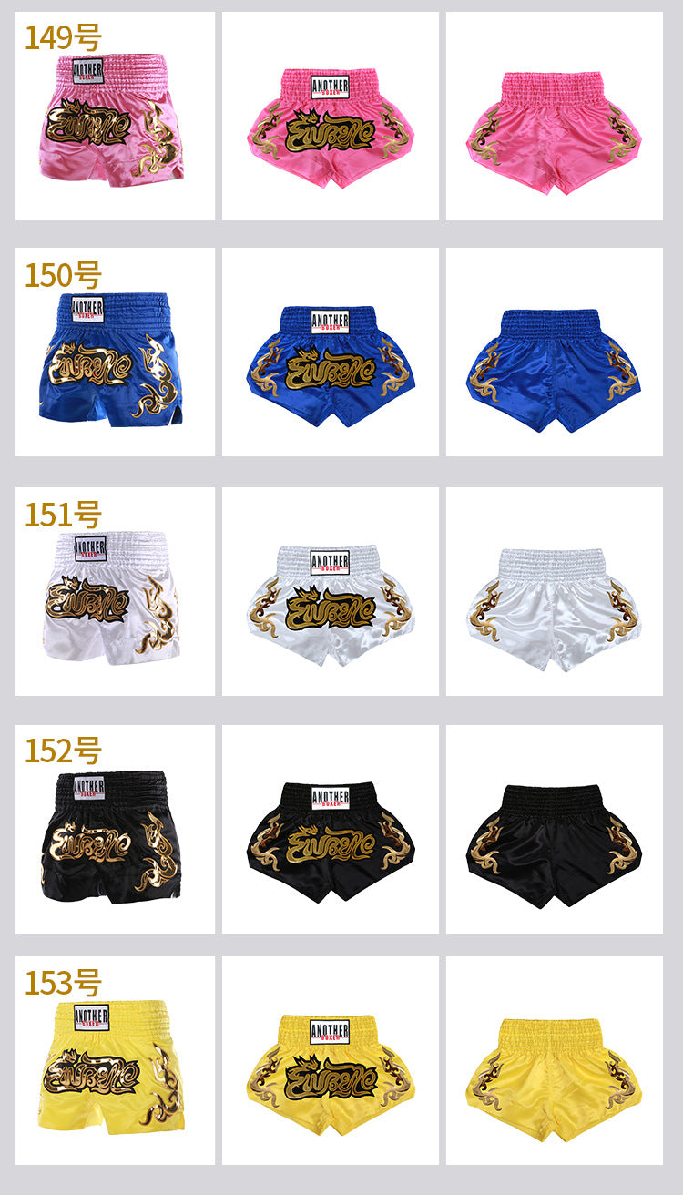 New Solid Color Boxer Shorts Fighting Sanda Kicking Pants Thai Style Muay Thai Shorts Kids Adult