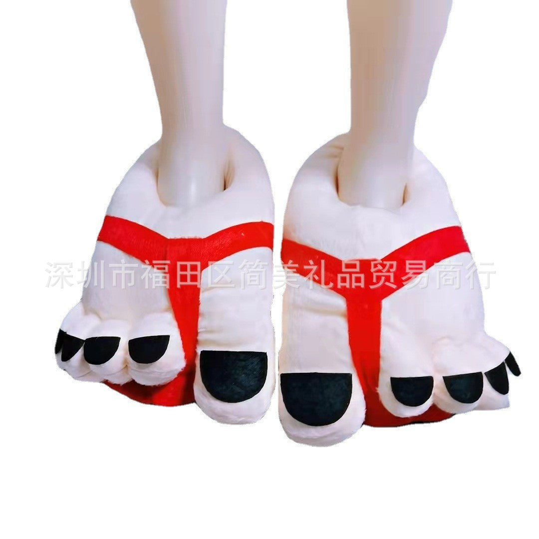 Creative Hobbit Stuffed Cotton Slippers Men's Large Size Home Daily Gift Baotou Thick Sole New Warm Shoes