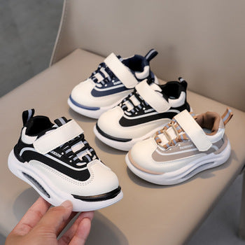 Children's Dad Shoes 25 Autumn New Model Kids' Leather Soft-Soled Sneakers Unisex Casual Thick-Soled Shoes