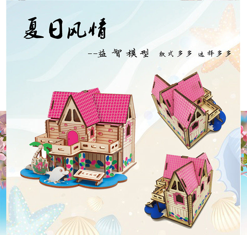 diy hut assembled small house model children's puzzle handmade three-dimensional jigsaw puzzle stall children's toys