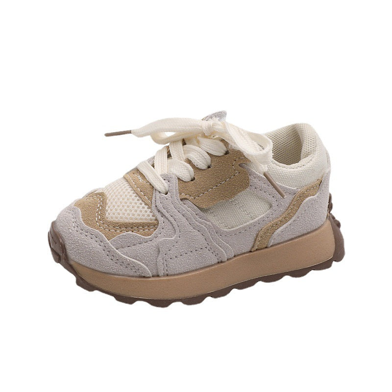 Children's Dad Shoes 25 Autumn New Model Kids' Leather Soft-Soled Sneakers Unisex Casual Thick-Soled Shoes