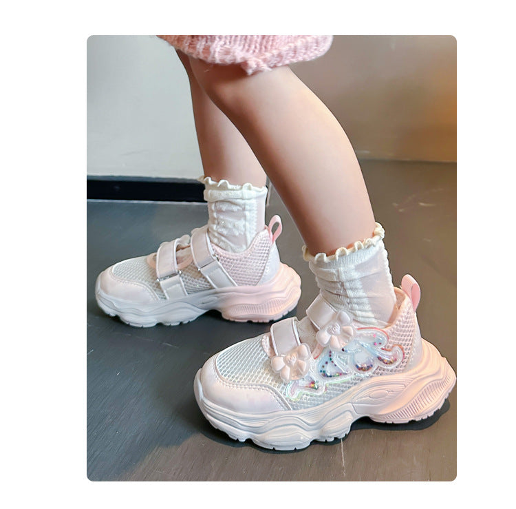 Girls' Shoes 2026 Summer New Style Children's Sports Sandals for Older Kids Breathable Mesh Beach Shoes Hollow Casual Shoes