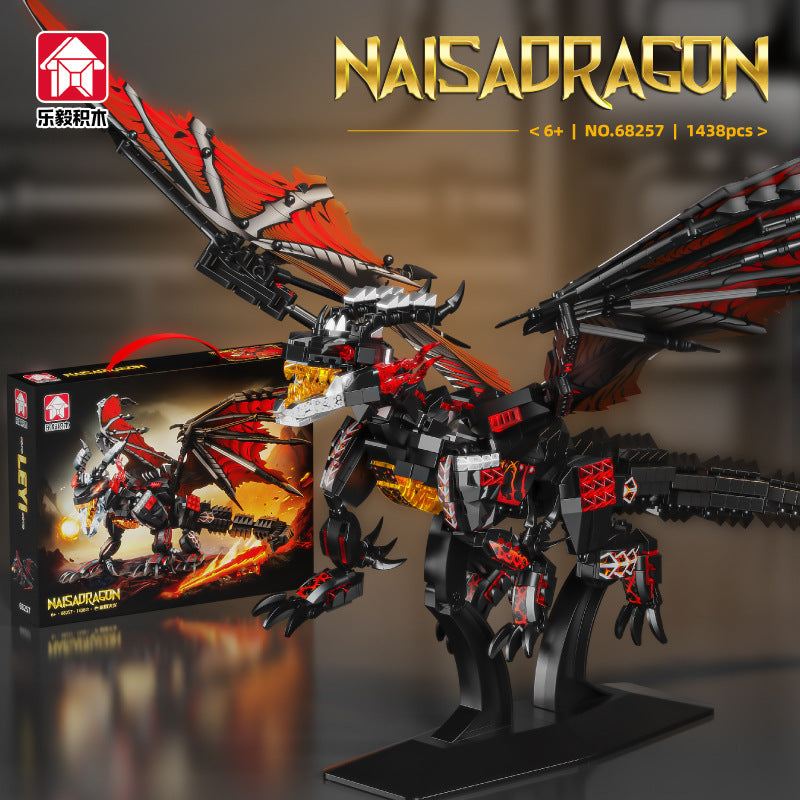 Le Yi Building Blocks 68257 Fire Dragon Model Ornaments Educational Assembled Small Particle Toys Cross-border Supply Wholesale Gifts