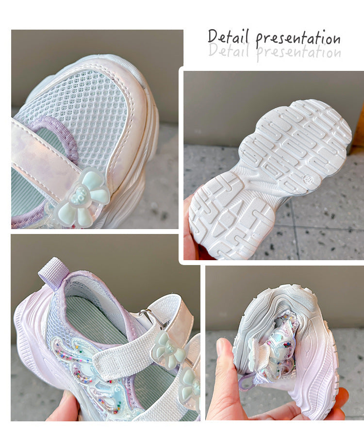 Girls' Shoes 2026 Summer New Style Children's Sports Sandals for Older Kids Breathable Mesh Beach Shoes Hollow Casual Shoes