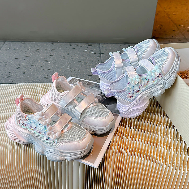Girls' Shoes 2026 Summer New Style Children's Sports Sandals for Older Kids Breathable Mesh Beach Shoes Hollow Casual Shoes