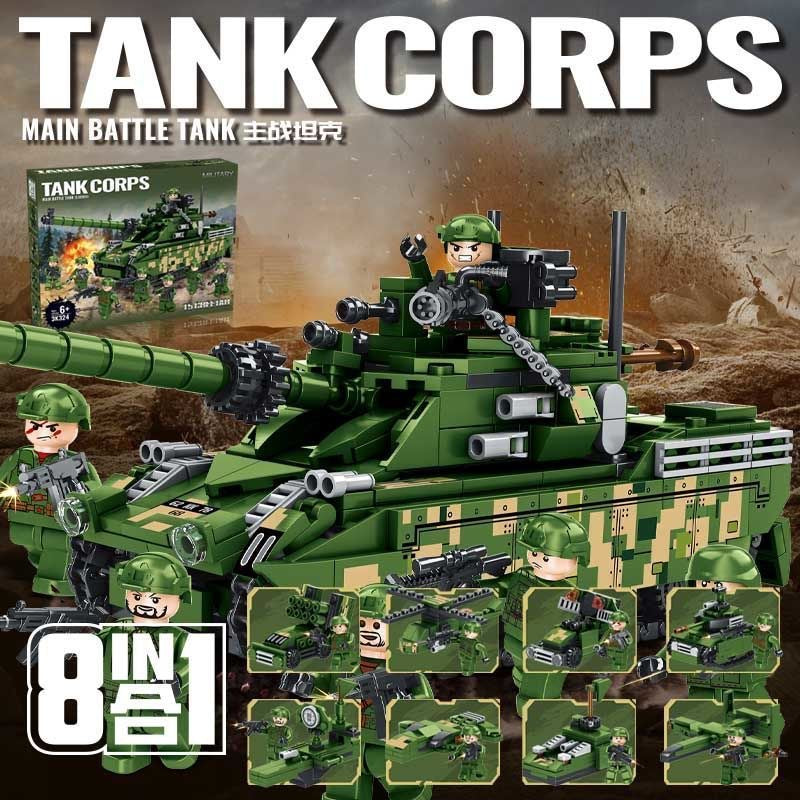 Compatible Lego bricks military tank armored car fighter puzzle assembled boys children's toys gift wholesale