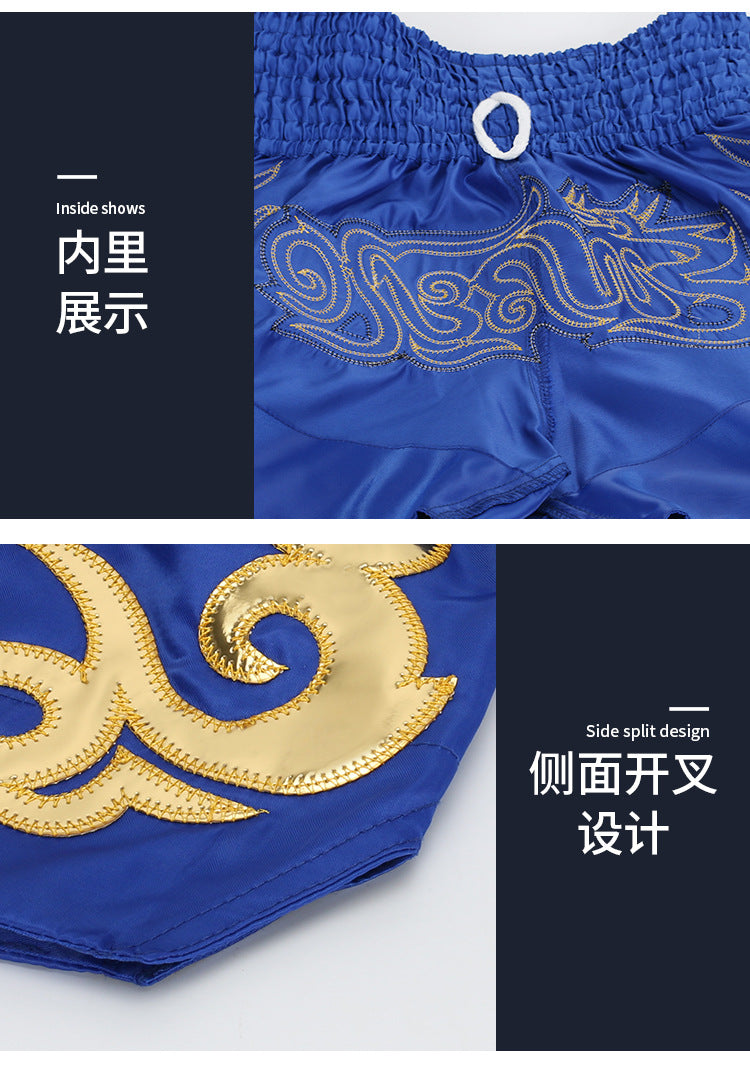 New Solid Color Boxer Shorts Fighting Sanda Kicking Pants Thai Style Muay Thai Shorts Kids Adult