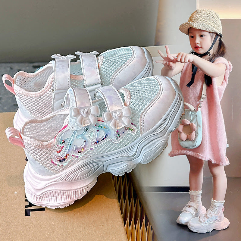 Girls' Shoes 2026 Summer New Style Children's Sports Sandals for Older Kids Breathable Mesh Beach Shoes Hollow Casual Shoes