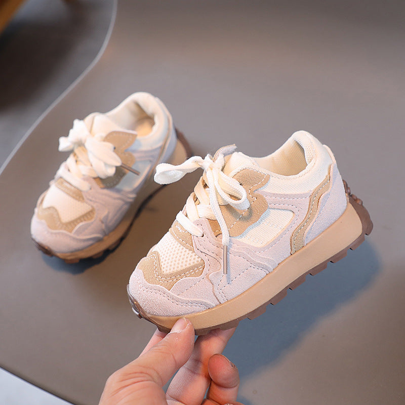 Children's Dad Shoes 25 Autumn New Model Kids' Leather Soft-Soled Sneakers Unisex Casual Thick-Soled Shoes