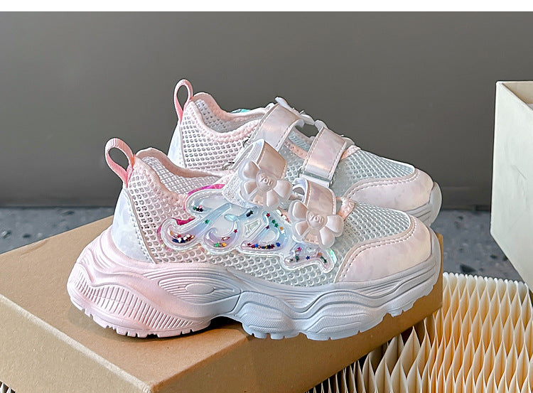 Girls' Shoes 2026 Summer New Style Children's Sports Sandals for Older Kids Breathable Mesh Beach Shoes Hollow Casual Shoes