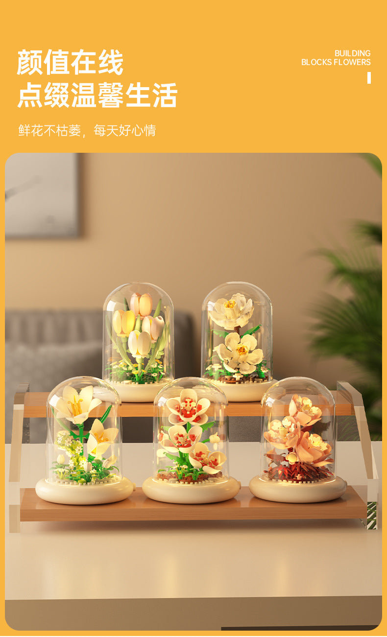 Jihui New Product Flower Pot Series Building Blocks Assembled Compatible with Lego Toys Children's Educational Boys and Girls Cross-border Wholesale