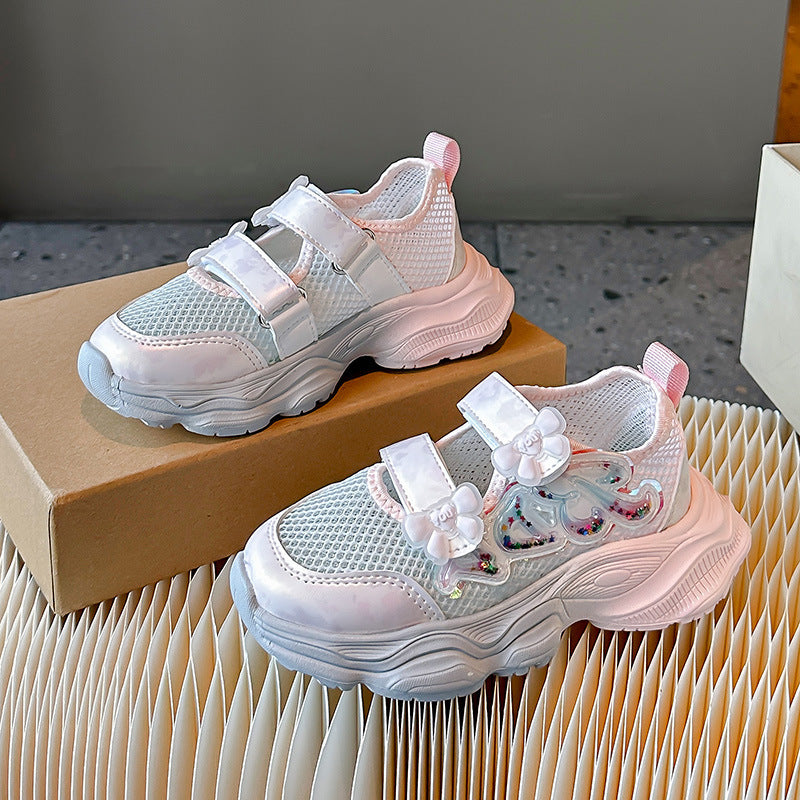 Girls' Shoes 2026 Summer New Style Children's Sports Sandals for Older Kids Breathable Mesh Beach Shoes Hollow Casual Shoes