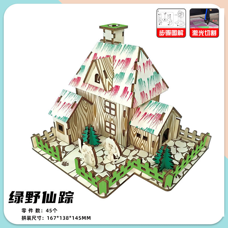diy hut assembled small house model children's puzzle handmade three-dimensional jigsaw puzzle stall children's toys
