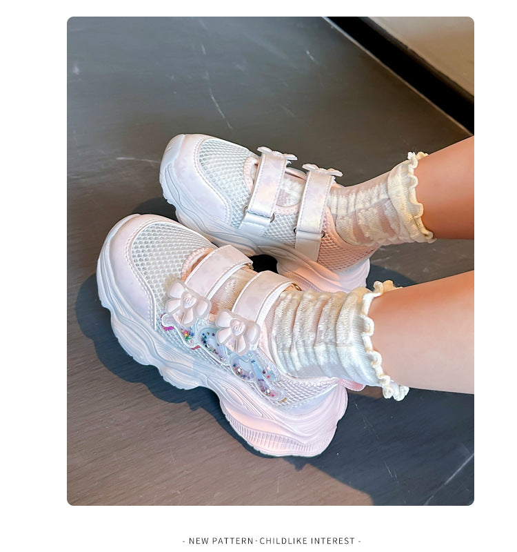 Girls' Shoes 2026 Summer New Style Children's Sports Sandals for Older Kids Breathable Mesh Beach Shoes Hollow Casual Shoes