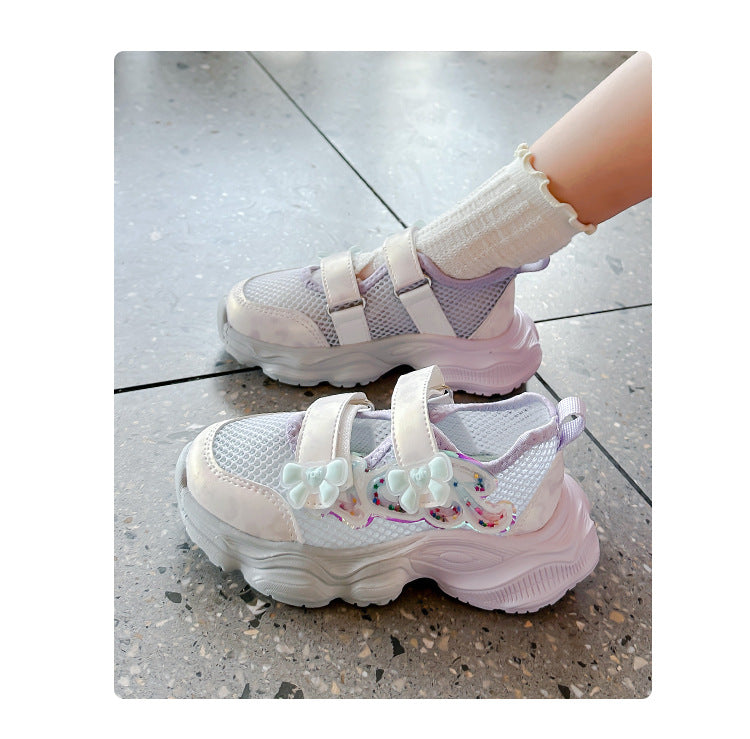 Girls' Shoes 2026 Summer New Style Children's Sports Sandals for Older Kids Breathable Mesh Beach Shoes Hollow Casual Shoes