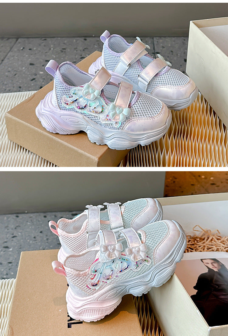 Girls' Shoes 2026 Summer New Style Children's Sports Sandals for Older Kids Breathable Mesh Beach Shoes Hollow Casual Shoes
