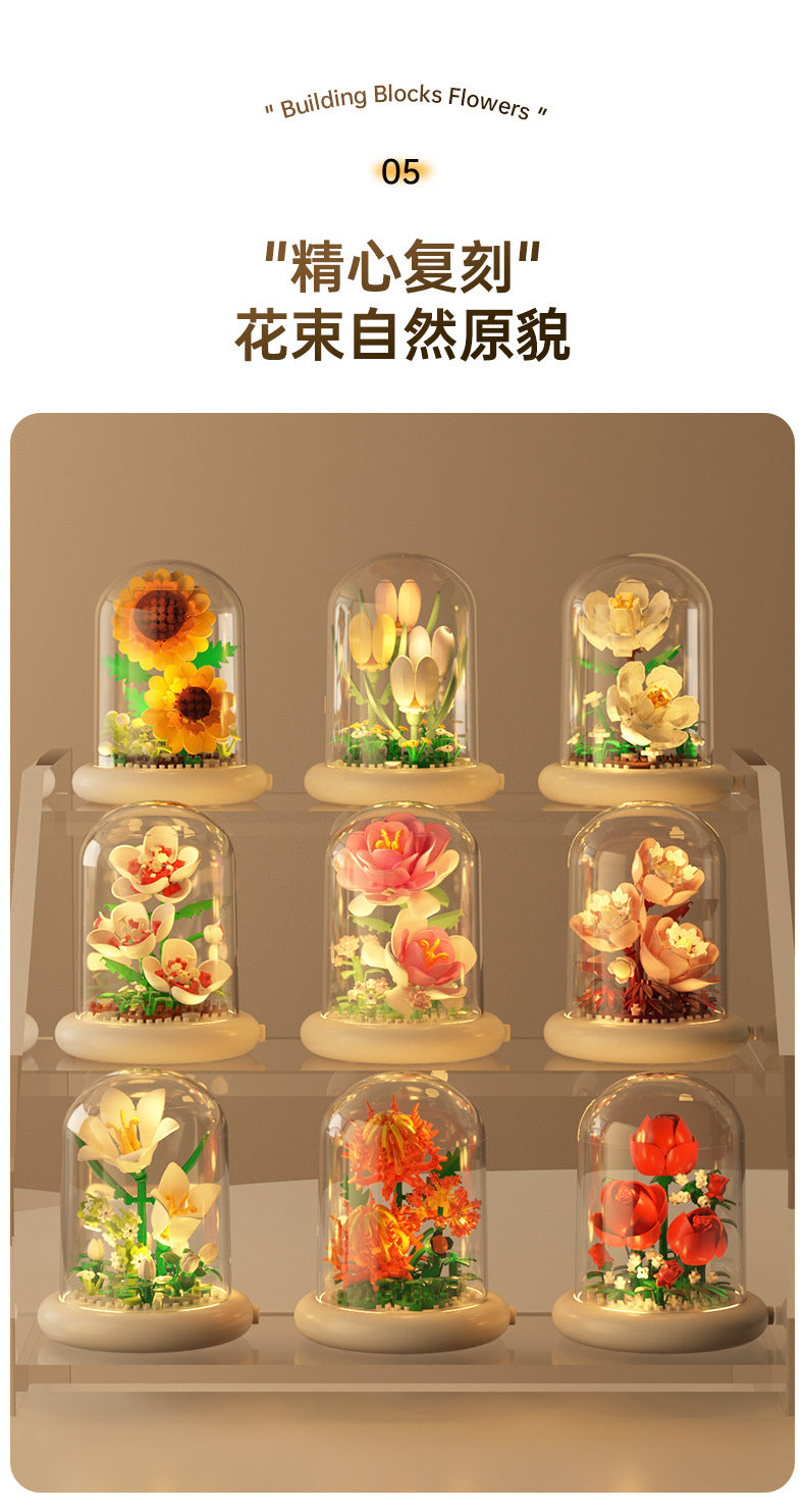 Jihui New Product Flower Pot Series Building Blocks Assembled Compatible with Lego Toys Children's Educational Boys and Girls Cross-border Wholesale