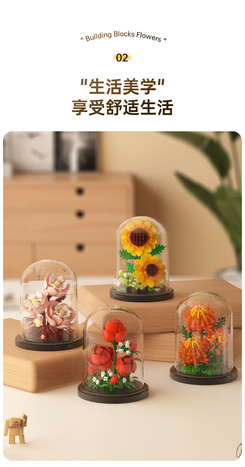 Jihui New Product Flower Pot Series Building Blocks Assembled Compatible with Lego Toys Children's Educational Boys and Girls Cross-border Wholesale