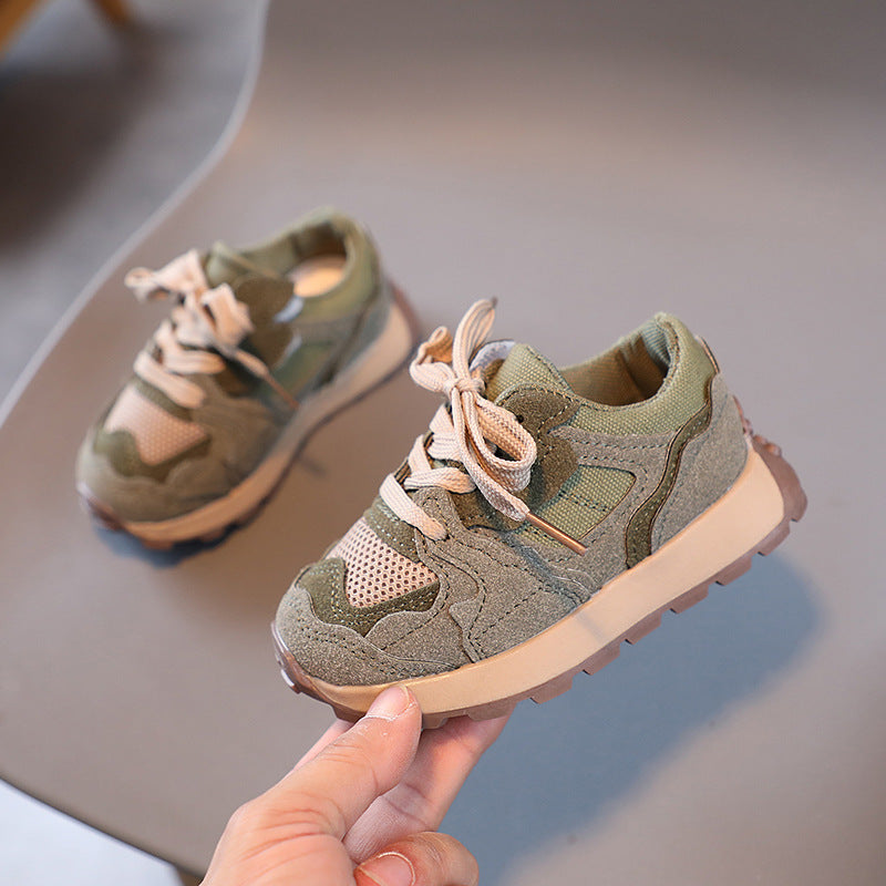 Children's Dad Shoes 25 Autumn New Model Kids' Leather Soft-Soled Sneakers Unisex Casual Thick-Soled Shoes