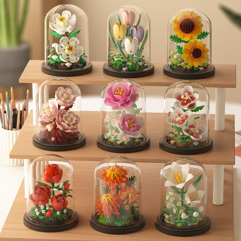 Jihui New Product Flower Pot Series Building Blocks Assembled Compatible with Lego Toys Children's Educational Boys and Girls Cross-border Wholesale