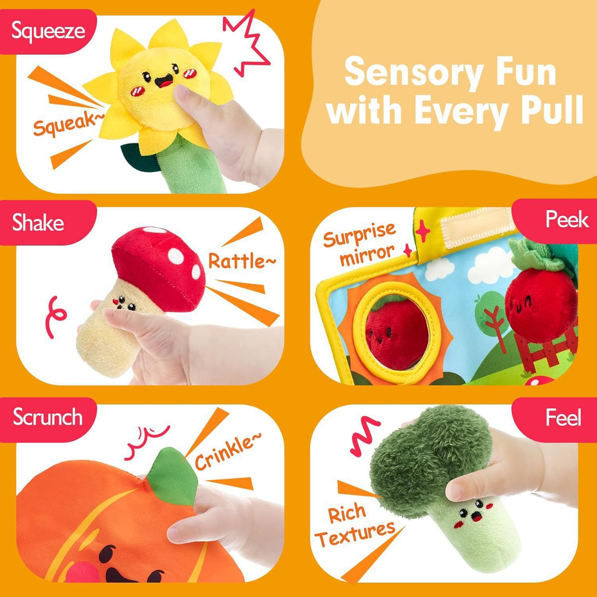 Cross-Border Infant Cognitive Toys, Vegetable and Fruit Cognitive Sensory Garden Plant Plush Toys