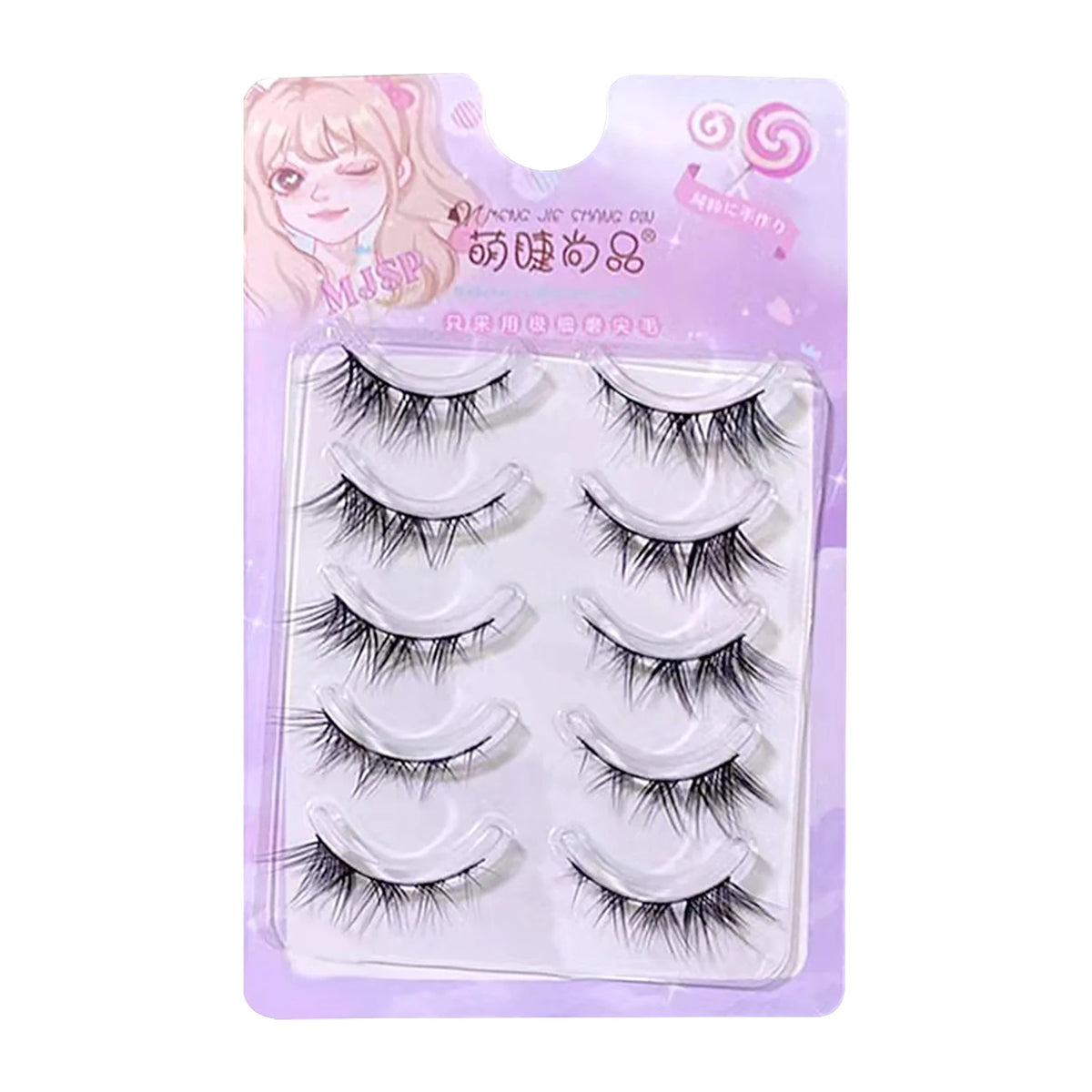 5 Pairs Sunflower False Eyelashes Transparent Stem Natural Manga Lashes Anime Wispy Eyelashes Extension Makeup