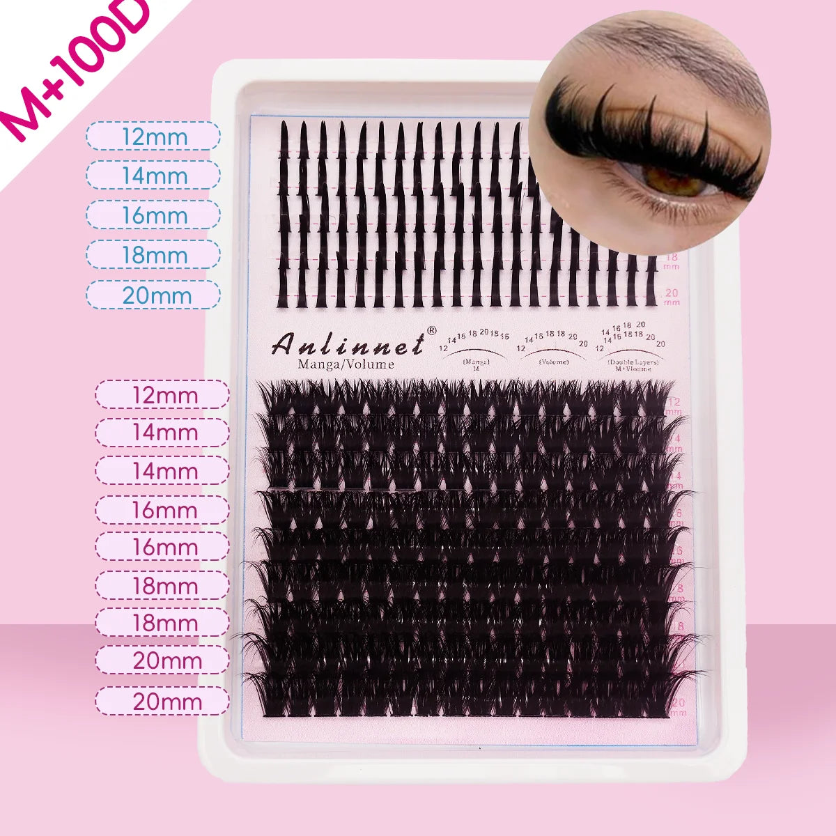 Fairy Natural Single Cluster Thick Artificial False Eyelashes, Mixed Play Makeup, D Curve, Large Capacity, 14 Rows