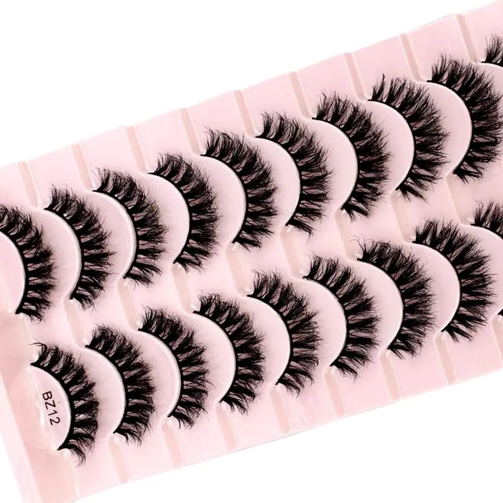 NEW 10 Pairs 100% Real Fake Mink Eyelashes 3D Natural False Eyelashes 3D Mink Lashes Soft Eyelash Extension Makeup Kit Cilios H1
