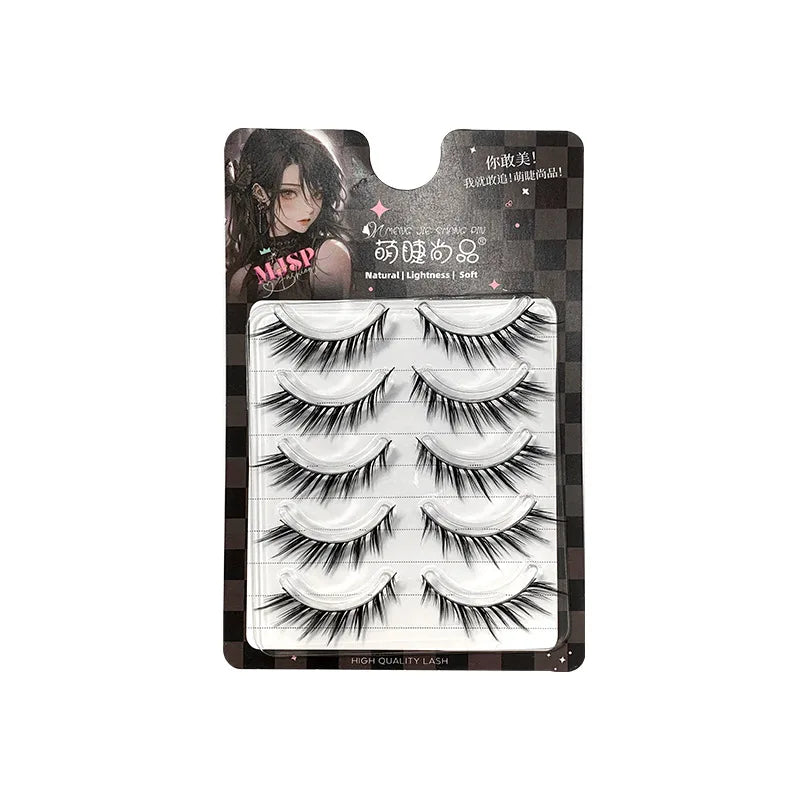 5 Pairs Sunflower False Eyelashes Transparent Stem Natural Manga Lashes Anime Wispy Eyelashes Extension Makeup