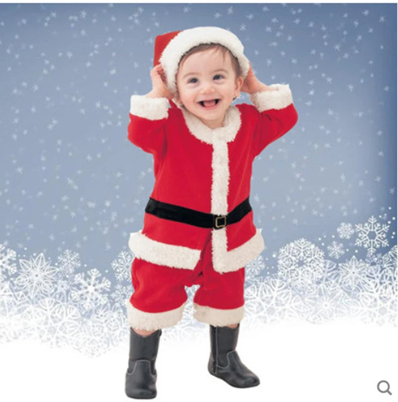 2026 Baby Girl Boy Christmas Costumes Red Santa Claus Suit Festival Halloween Cosplay Sets Christmas Baby Clothes