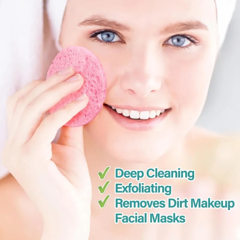 1-50PCS Compressed Wood Pulp Facial Sponges Flower Shape Exfoliating Face Cleanser Pads Makeup Remover Skin Care