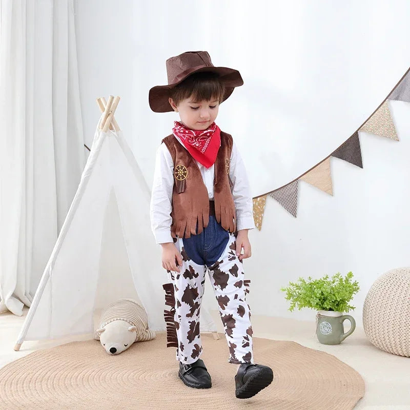 1-11 Years Purim Baby Halloween Costumes for Baby Toddler Kids Child Boys Cow Boy Cowboy Costume Party Fancy Clothes Set