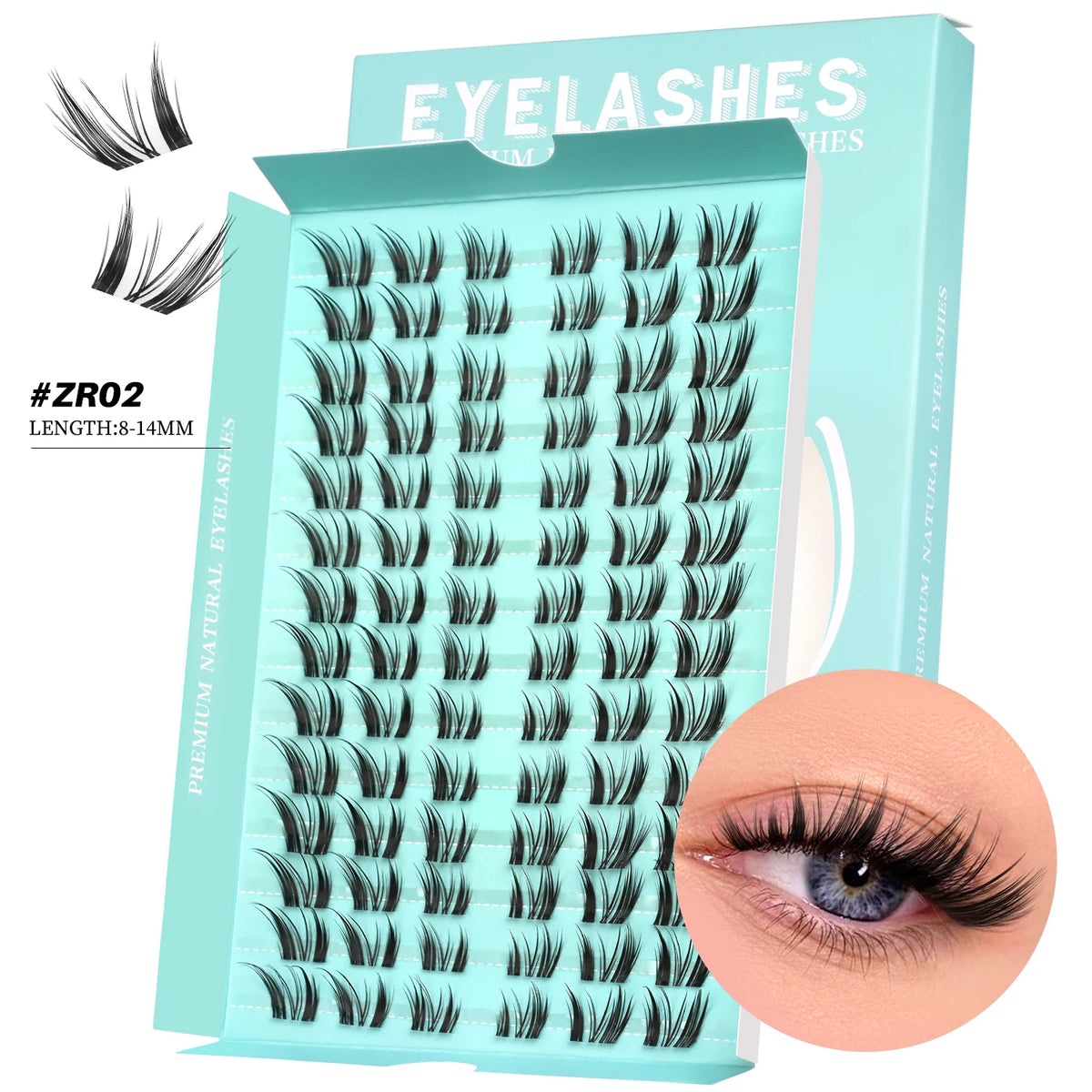 GROINNEYA Cat Eye Lashes DIY Lash Clusters Extension Manga Cluster Eyelashes Soft Cross Mixed Tray Natural False Lashes Makeup