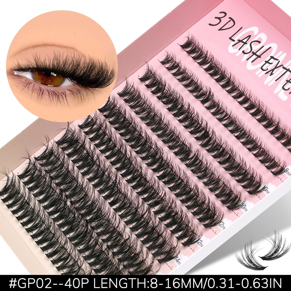 GROINNEYA DIY Eyelashes Cluster Lashes Lash Extension Natural Soft 100% Handmade Mink Lashes Reusable Makeup