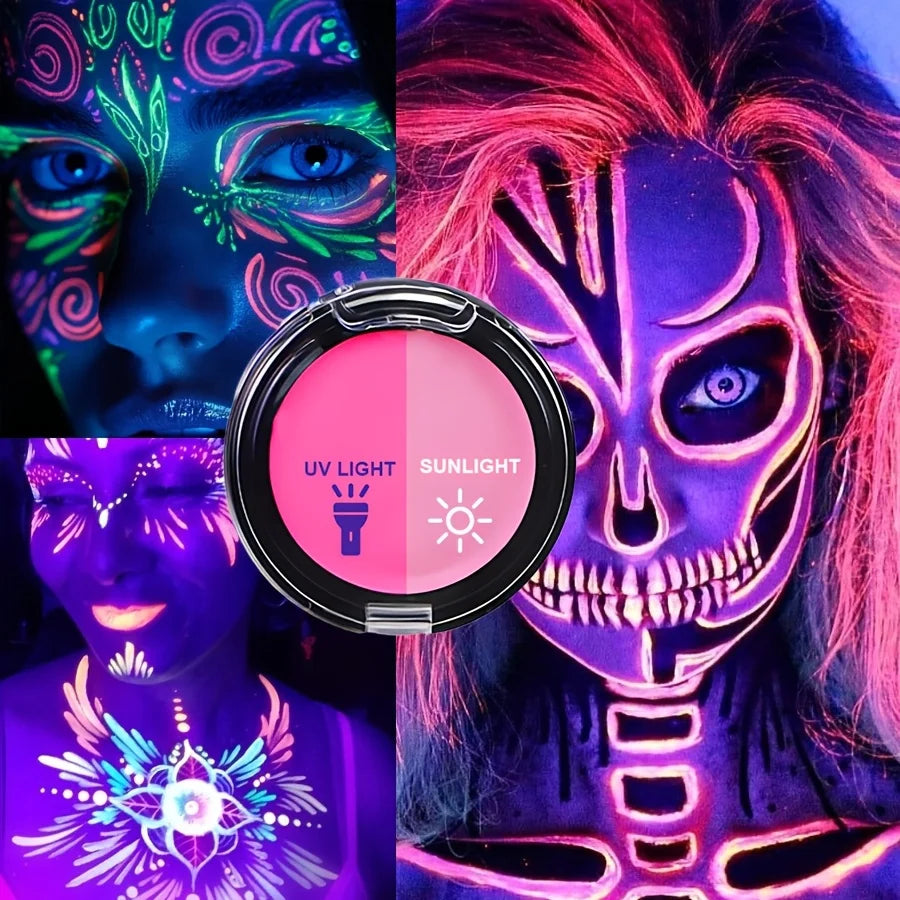 12-Color Creamy Oil Paint Set, Luminous & Sunlight Color Changing Body Paint. This Water-Based Cream Facial Paint Is a Must-Have